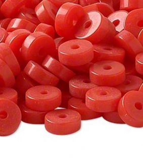 Bright Red Ice Flake Resin 20 Heishi Beads