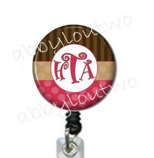 Retractable ID Badge Holder Name Badge Personalized with Initials