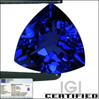 IGI Certified 1 39 ct AA Natural DBlock Tanzanite Trillion Deep Bluish