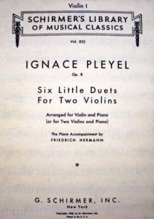 Six Little Duets Violin Piano Pleyel Op 8 Herrmann