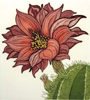 Arnold Iger COB Cactus Hand Signed Fine Art Etching Floral Artwork