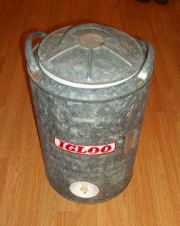   Nice Vintage Igloo 5 Gallon Galvanized Water Cooler Jug Great Shape