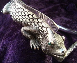 Ignacio Gomez Taxco Mexican 950 Silver Iguana Lizard Necklace Mexico