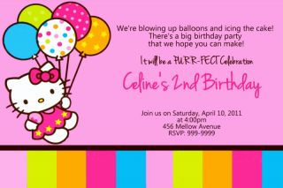 Personalized Hello Kitty Birthday Invitations U Print 24 HR Service