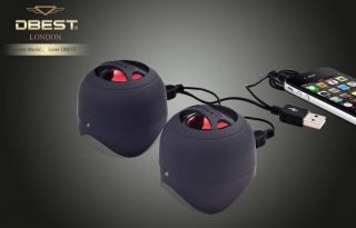 Dbest Duo Wired Rechargeable Music Mini Speaker Set Built in Amp Black
