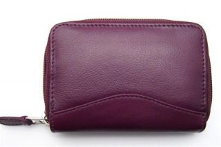 ILI LEATHER CREDIT CARD HOLDER CARD ID CASE ~ ONE ZIP INDEXER EGGPLANT