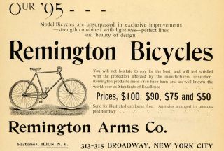 1895 Ad Remington Arms Bicycle Models Ilion New York