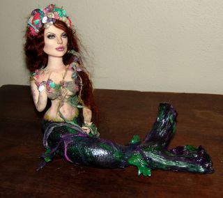 Angelina Jolie Portrait Fantasy Mermaid Sculpture by Laurie Leigh