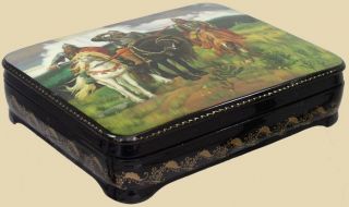 Large Fedoskino box, hand painted after famous Russian artist Victor