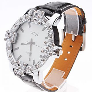 Mens Shinning Number PU Analog Quartz Wrist Watch (Assorted Colors)