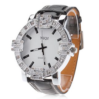 Mens Shinning Number PU Analog Quartz Wrist Watch (Assorted Colors)