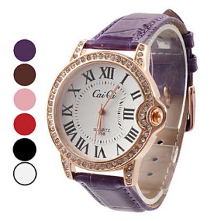 EUR € 6.80   Dame romerske Number Design PU Analog Quartz Wrist