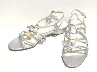 Impo Ramses Silver Wedge Open Toe Womens Sandals Shoes Sz 8 Retail $68