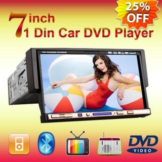 In Dash 1 DIN Unit LCD Monitor 7 Touch Screen Car DVD Player iPod