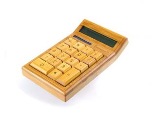Impecca CB1200 12 Digits Bamboo Custom Carved Desktop Calculator