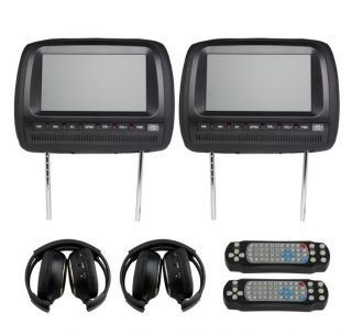 Black 2x9 inch Headrest Car CD DVD Players LCD Monitor Wireless Game