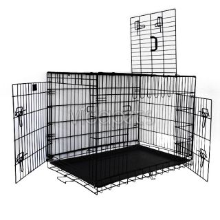 24 3 Door Black Folding Dog Crate Cage Kennel Three 2