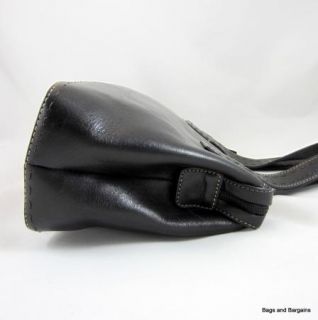 Fossil 1954 Smooth Black Leather Sedona Satchel Handbag Top Zip Lovely