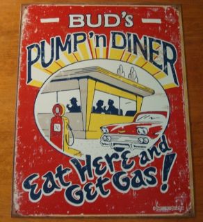  Eat Here Get Gas Retro Vintage Drive in Station Decor Sign