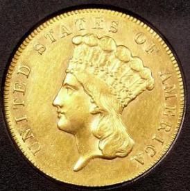 1861 Indian Three Dollar $3 Gold Coin Choice Uncirculated Very RARE