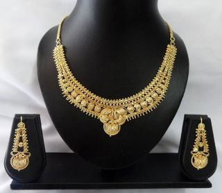   Design Indian Bollywood Jewellery Gold Plated Necklace Set Jewelry