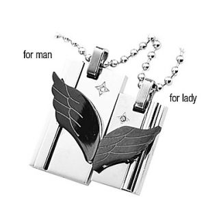 USD $ 6.29   Angel Wings Titanium Steel Couple Necklace,