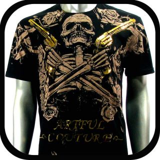 Artful Couture T Shirt Tattoo Indie Rock AB58 Sz L Punk Biker Graffiti