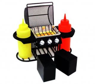 Piece Barbeque Grill Shaped Condiment Caddy Set New