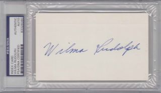 PSA DNA Signed Auto Slabbed Index Card Wilma Rudolph 6060
