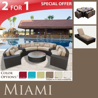 Wicker Furniture Outdoor Luxury Patio Sofa Set 7 PC Dining Set Chaise