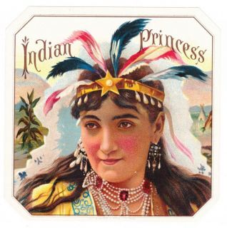 Indian Princess Sample Outer Cigar Label Antique Lithograph American