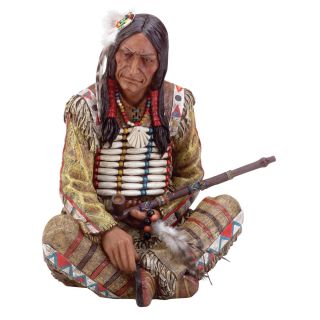  Considering Peace Native American Indian Peace Pipe Polyresin Figurine