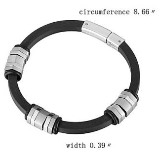 USD $ 16.39   Titanium Stainless Steel And Black Rubber Bracelet With