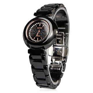 USD $ 47.99   Couple Style Ceramic Analog Quartz Wrist Watch (Black