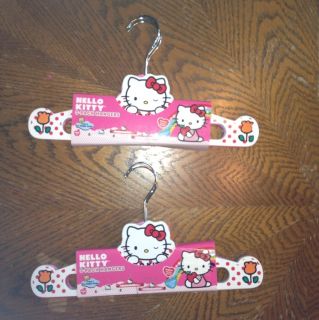 Hello Kitty Kids Baby Infant Clothes Hangers Lot of 6 Wooden Metal