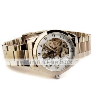 USD $ 47.89   Stainless Steel Band Skeleton Mechanical Wristwatch with