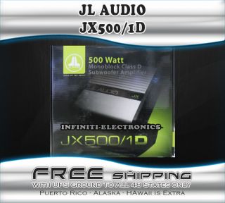 NEW JL AUDIO JX500 1D 1 CHANNEL 500 WATTS MONO CLASS D CAR AMPLIFIER