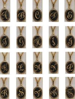 Damascene Gold Oval Initial Pendant on Chain Necklace by Midas of