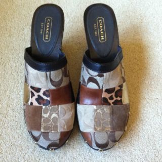 Coach Ingrid Patchwork Clog Heel Shoes Size 9 Brand New