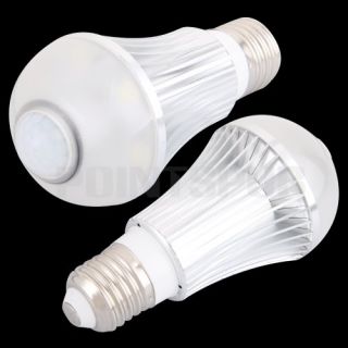 E27 Infrared Motion Sensor 6 LED White Light Bulb Lamp 6W