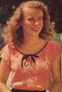 Vintage Crochet Lace Summer Peasant Blouse Top Pattern