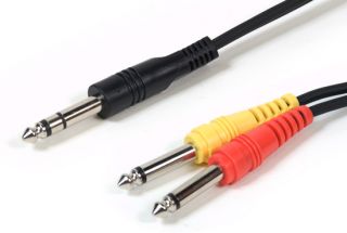 Swamp insert cable , with a single 1/4(m) TRS to dual 1/4(m) TS