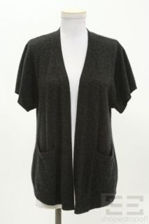 Inhabit Charcoal Grey Cashmere Short Sleeve Open Front Cardigan Size