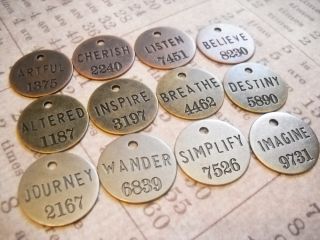 Word Charms Philosophy Tags Inspirational Word Charms Copper, Bronze