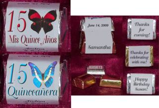Quinceanera Mis Quince Anos Butterfly Personalized Party Favors Candy