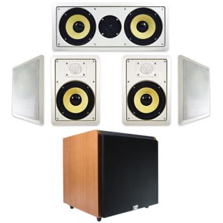  Powered HD Home Subwoofer, Four 8 HD In Wall Speakers, Center Channel
