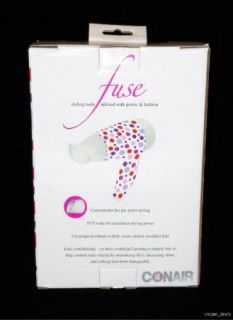 Conair Fuse Pink Purple Dots Ionic Hair Dryer Model 115BX New