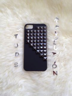 iPhone 5 Studded matte rubberized hard black iPhone 5 case with black