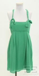 Iro Green Textured Silk Racerback Dress Size 38 New