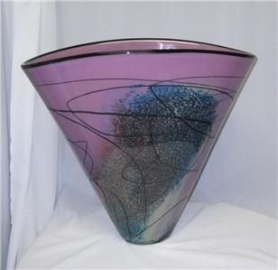 Ioan Nemtoi Cone Lila Forest Blown Glass Art